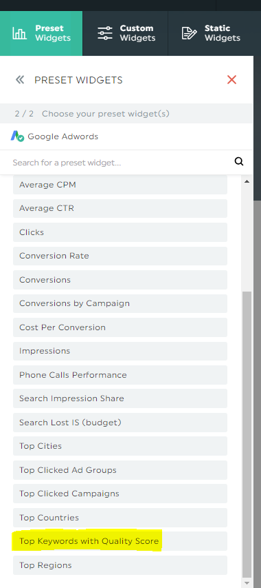 adwords quality score report