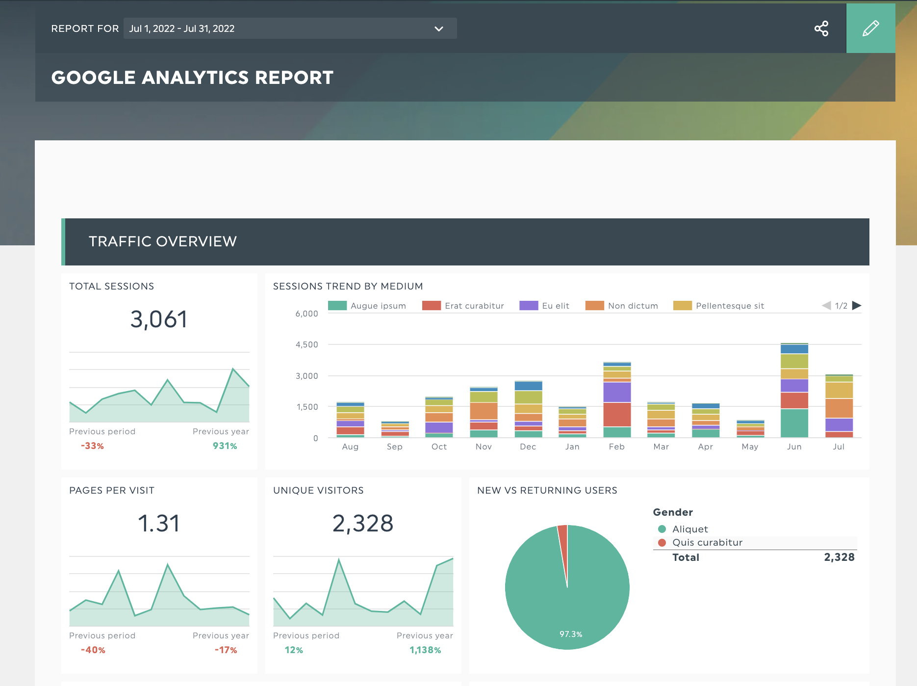 Google analytics report