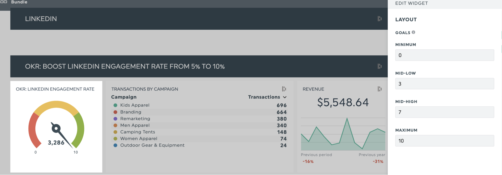 gauge widget okr example