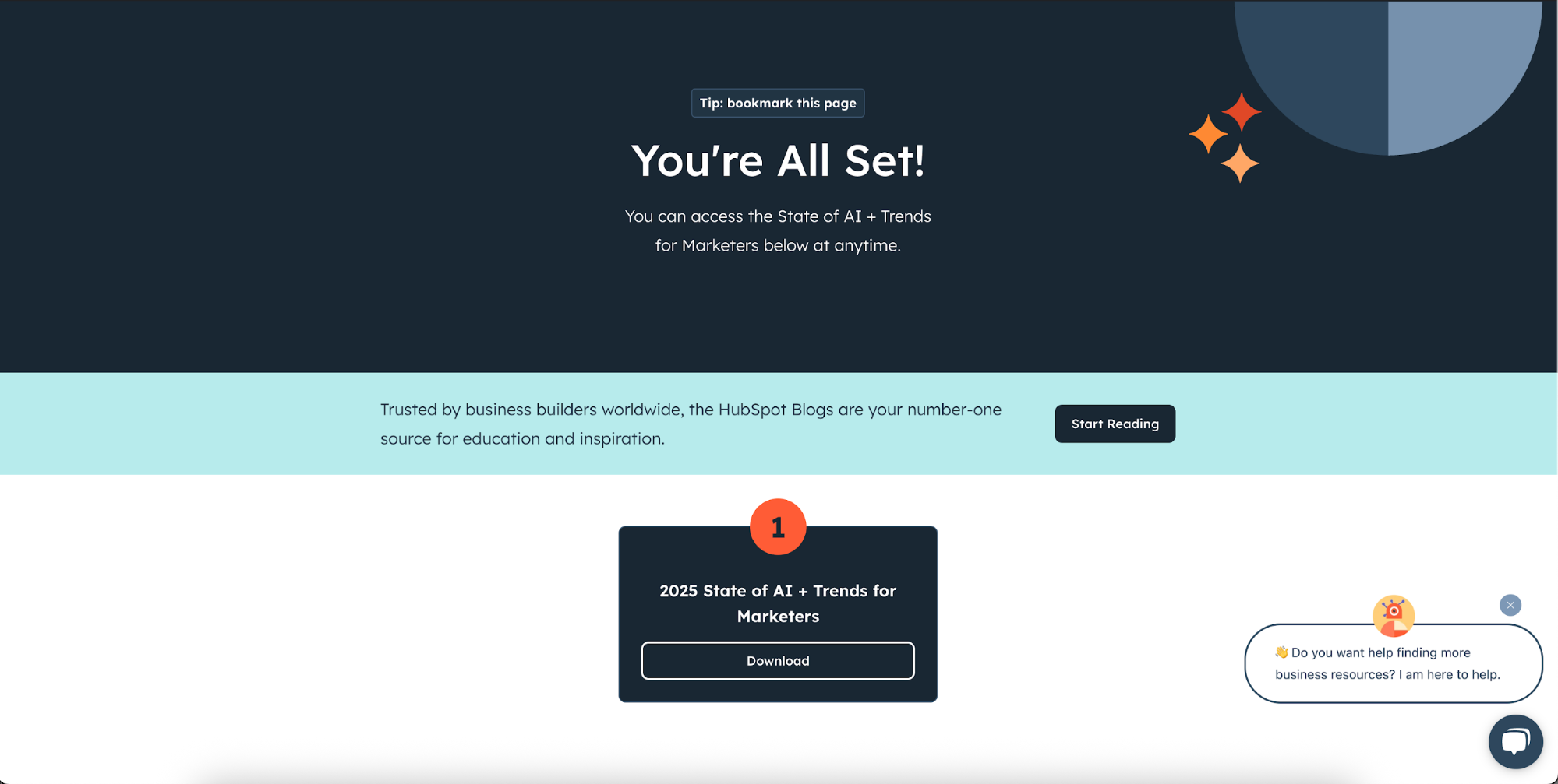 thank you page reference hubspot