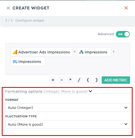 Calculated Widgets formatting options in DashThis dashboard