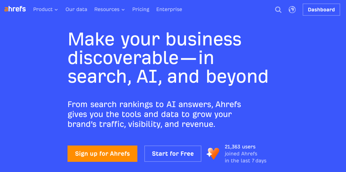 ahrefs homepage
