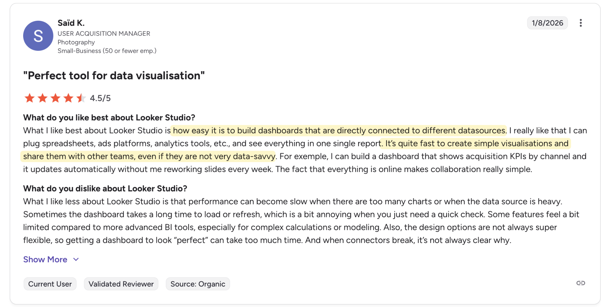 Looker studio G2 review