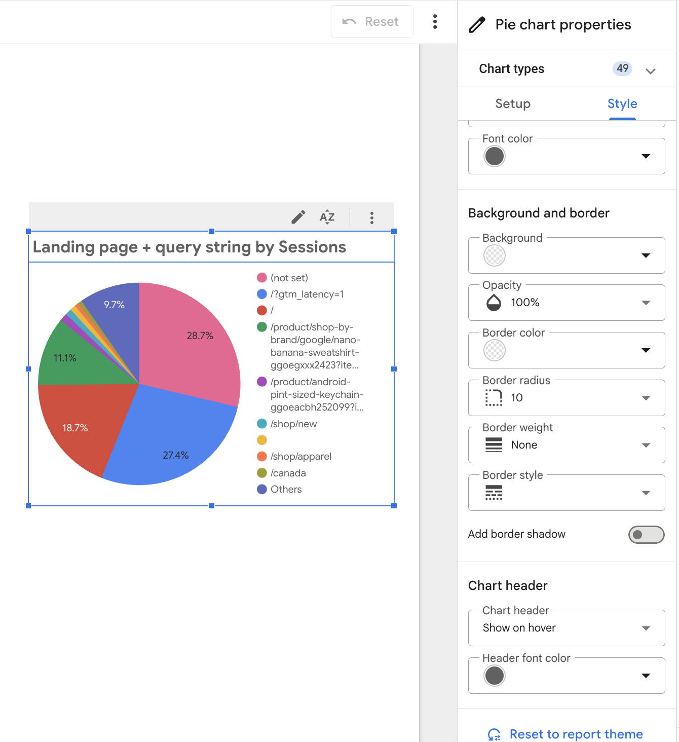 looker studio editing widget
