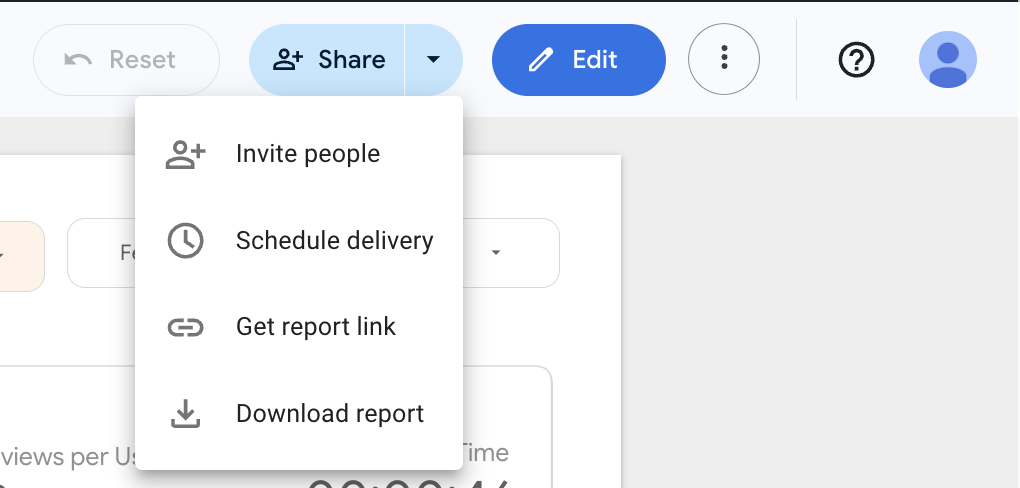 looker studio report sharing options