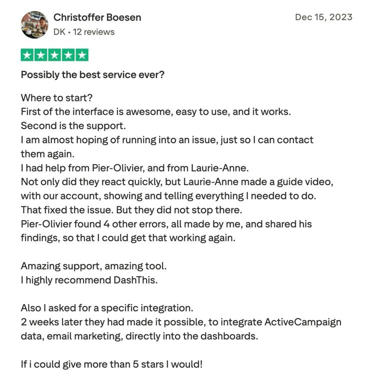 dashthis customer support