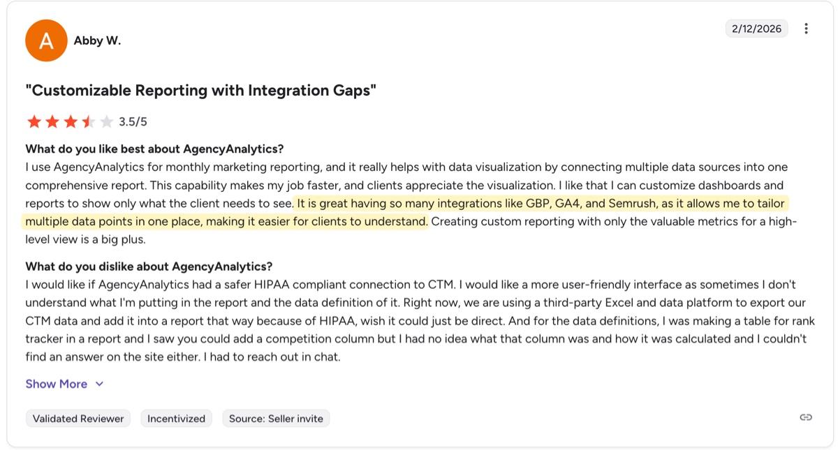 g2 review for agency analytics